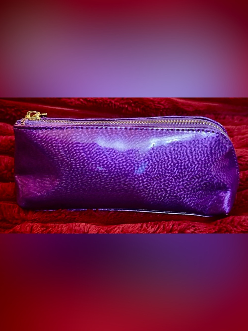 Purple Metallic Zip Pouch – Women’s Accessory